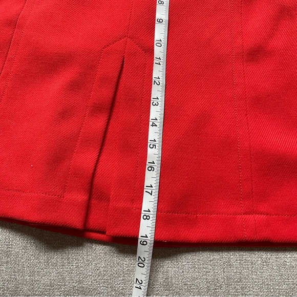 Loft Bright Orange Knit Substantial Front Kick Pleat Zip Back A Line Skirt Work - Picture 7 of 9